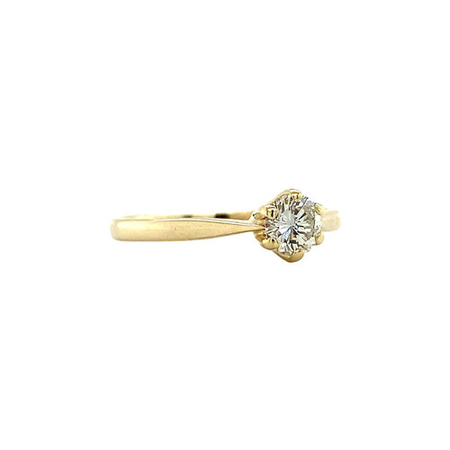 Gouden solitair ring met diamant 14 krt