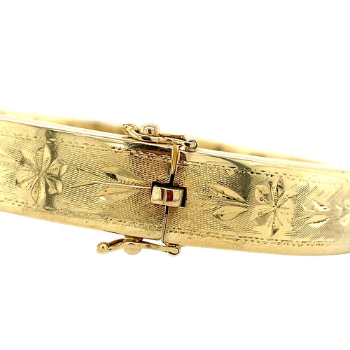 Gouden bangle met gravure 14 krt