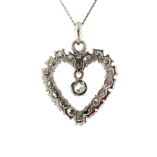 White gold heart pendant with diamond 14 crt