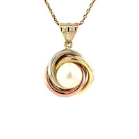 Tricolor gold pendant with pearl 14 crt