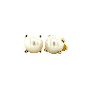 Gold stud earrings with pearl 14 crt