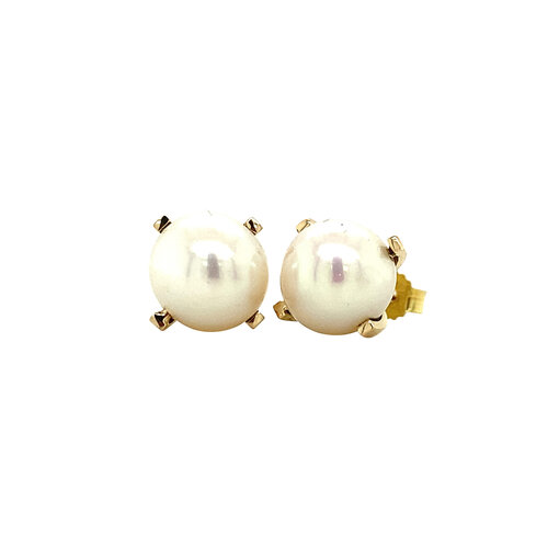 Gold stud earrings with pearl 14 crt