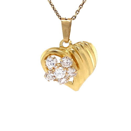 Gold heart pendant with zirconia 18 crt