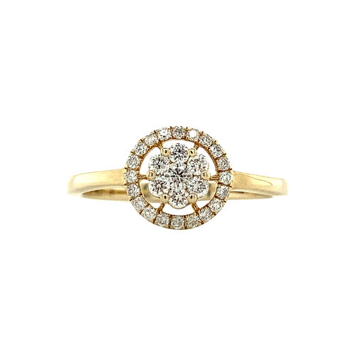 Gold rosette ring with diamond 14 crt