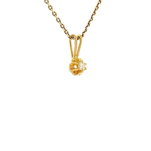 Gold solitaire pendant with diamond 14 crt