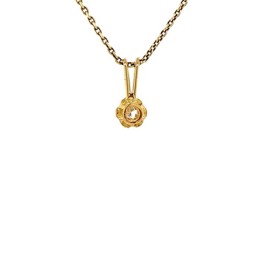Gold solitaire pendant with diamond 14 crt