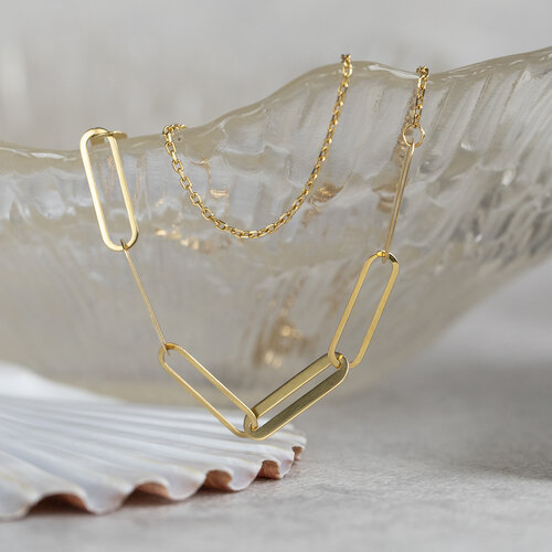 Gold paperclip necklace 46 cm 20 crt