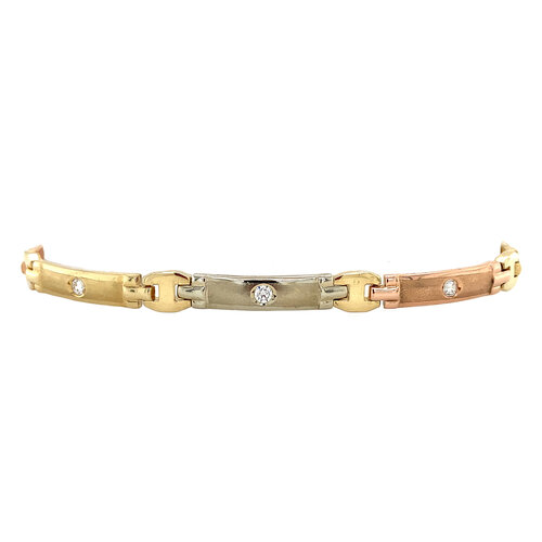 Tricolor gold bracelet with zirconia 14 crt