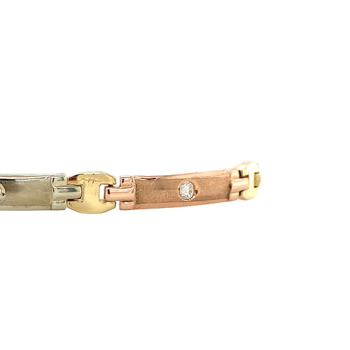 Tricolour gouden armband met zirkonia 14 krt