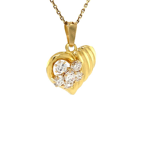 Gold heart pendant with zirconia 18 crt