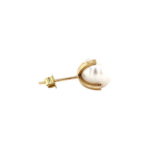 Gold stud earrings with pearl 14 crt