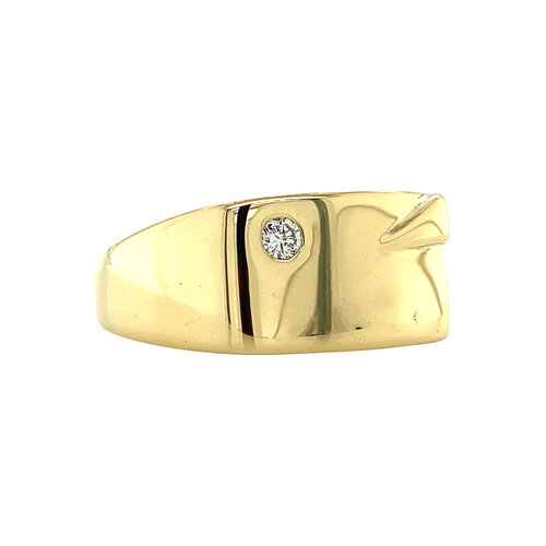 Gold men's ring with diamond 18 crt