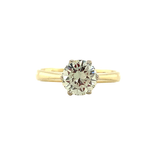 Gold solitaire ring with diamond 1.20 ct. 14 kt