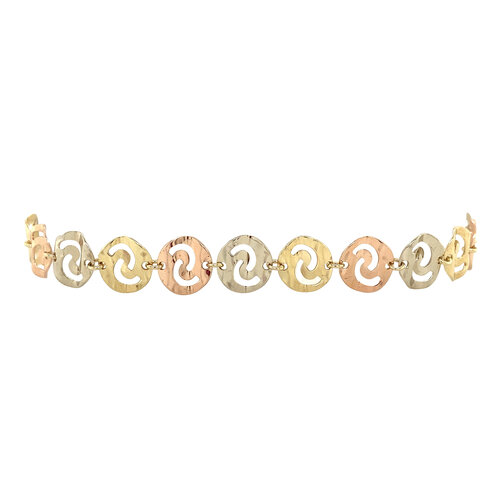 Tricolor gold bracelet 18 cm 14 crt