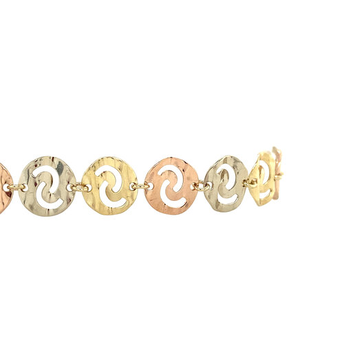 Tricolour gouden armband 18 cm 14 krt