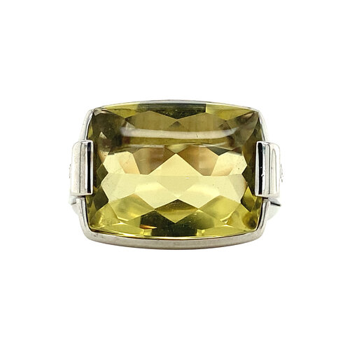 Bvlgari-Statement-Ring aus Weißgold mit gelben Citrin-Zitronenquadern, 18 Karat