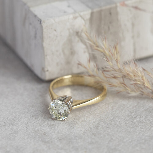 Gouden solitair ring met diamant 1.20 ct. 14 krt