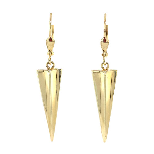 Gold earrings with triangle 14 crt