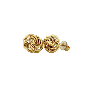 Gold button stud earrings 14 crt