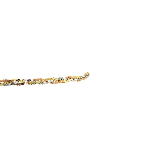 Tricolour gouden armband 19 cm 14 krt