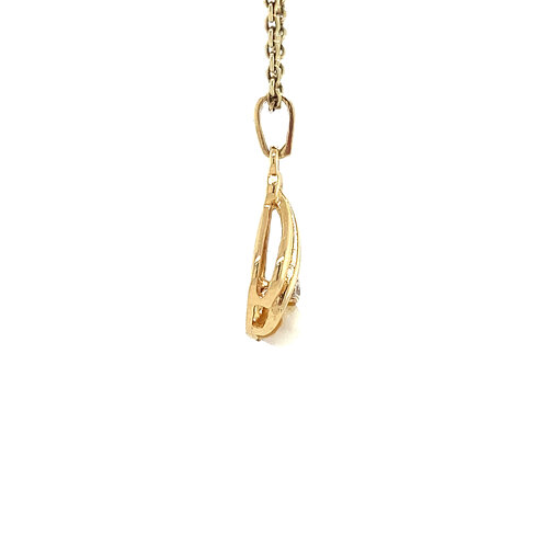 Gold pendant with pearl and diamond 18 crt