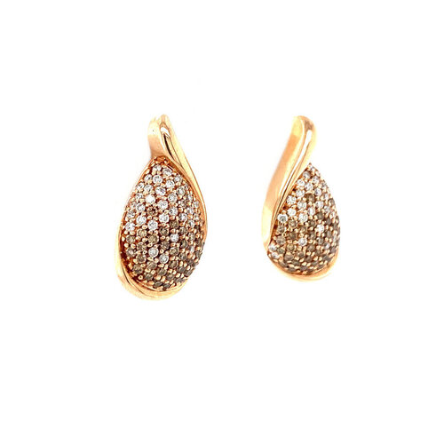 Rose gold stud earrings with diamond 14 crt* new