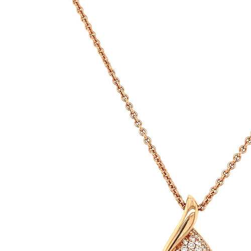 Rosegouden collier met diamant hanger 14 krt* nieuw