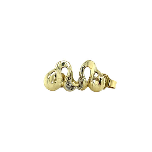 Gold stud earrings with diamond 14 crt