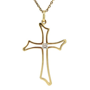 Gold cross pendant with diamond 14 crt