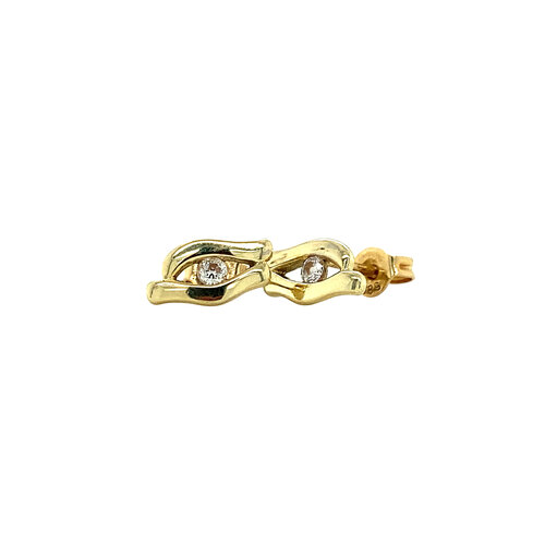 Gold stud earrings with zirconia 14 crt