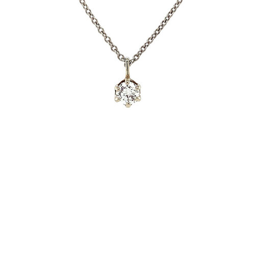 White gold solitaire pendant with 14 crt diamond