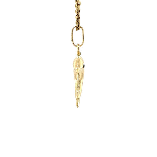 Gold dolphin pendant with diamond 14 crt
