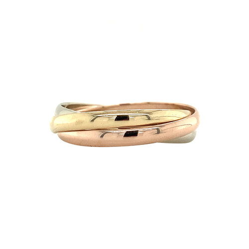 Tricolour gouden ring 14 krt