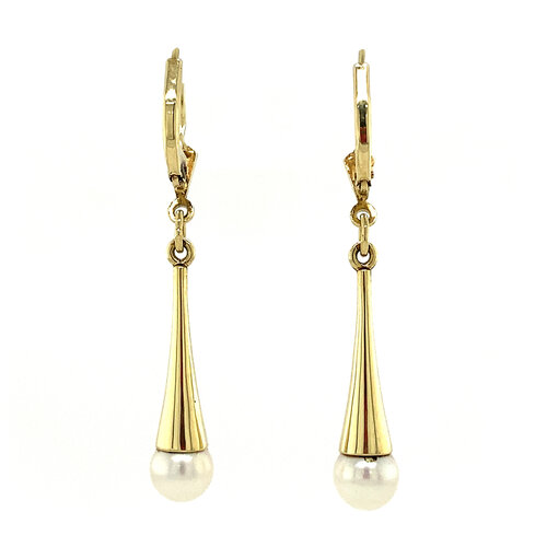 Gold earrings with pearl 14 crt