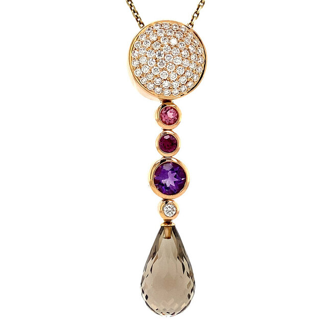 Rose gold Bigli pendant with diamond and gemstone 18 crt