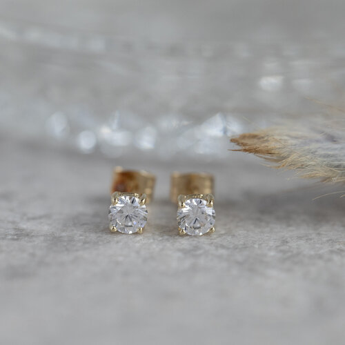 Gold stud earrings with zirconia Blush 14 crt