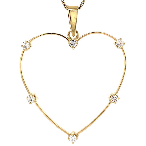 Gold heart pendant with diamond 14 crt