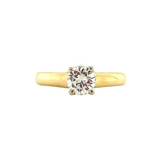 Gouden solitair ring met diamant 18 krt