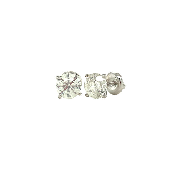 Witgouden solitair oorstekers met diamant 1.8ct 14 krt