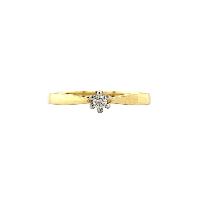 Gold solitaire with diamond 14 kt* new