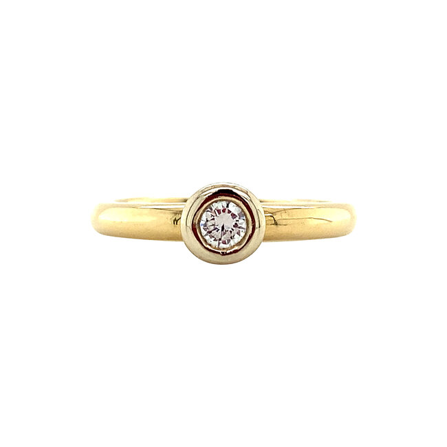 Gold solitaire ring with diamond 18 kt* new