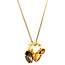 Gold necklace with citrine and smoky quartz pendant 14 crt