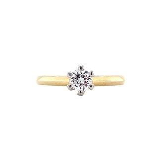 Gouden solitair ring met diamant 14 krt* nieuw