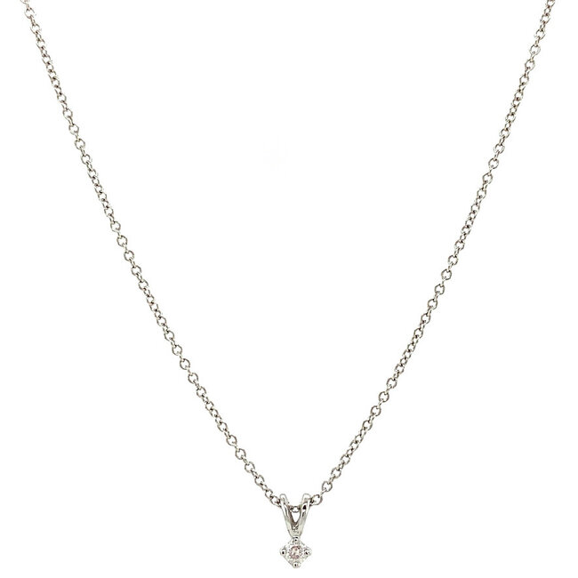 Witgouden collier met diamant hanger 14 krt* nieuw