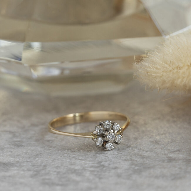 Goldener Entourage-Ring mit Diamant 14 Karat