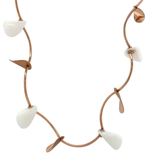 Roségoldenes Choker mit weißen Steinen 14 Karat