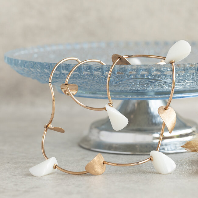 Rosegouden choker met witte stenen 14 karaat