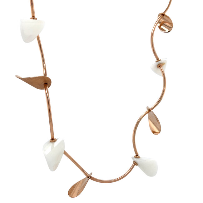 Rose gold choker with white stones 14 karat