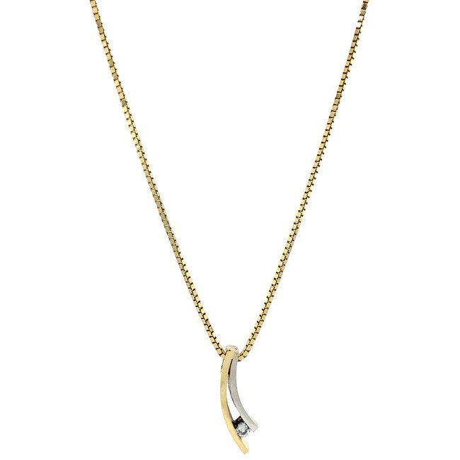 Gouden collier met diamant hanger R&C 14 krt