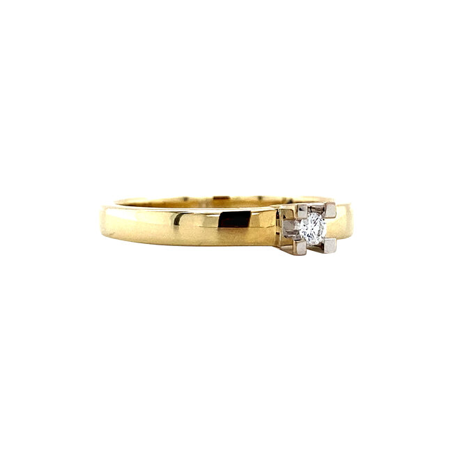Gouden solitair ring met diamant 14 krt* nieuw